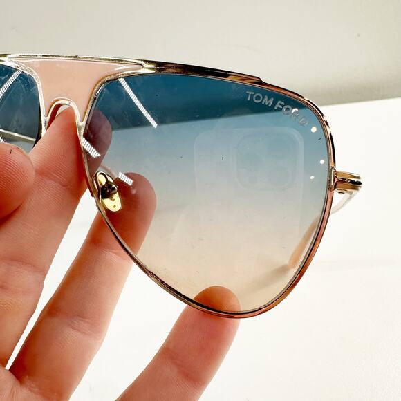 Tom Ford Gold and Blue Gradient Sunglasses - Picture 7 of 10